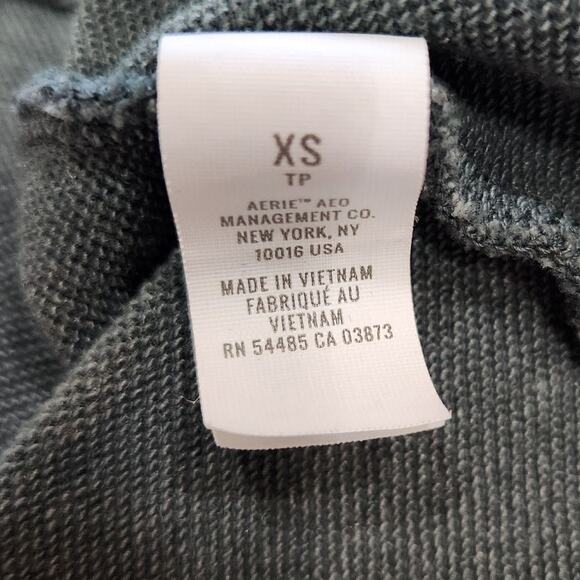 Aerie Sunset Terry Fleece Long Sleeve Sweatshirt Crop Raw Hem Dark Green Size XS - Picture 8 of 10